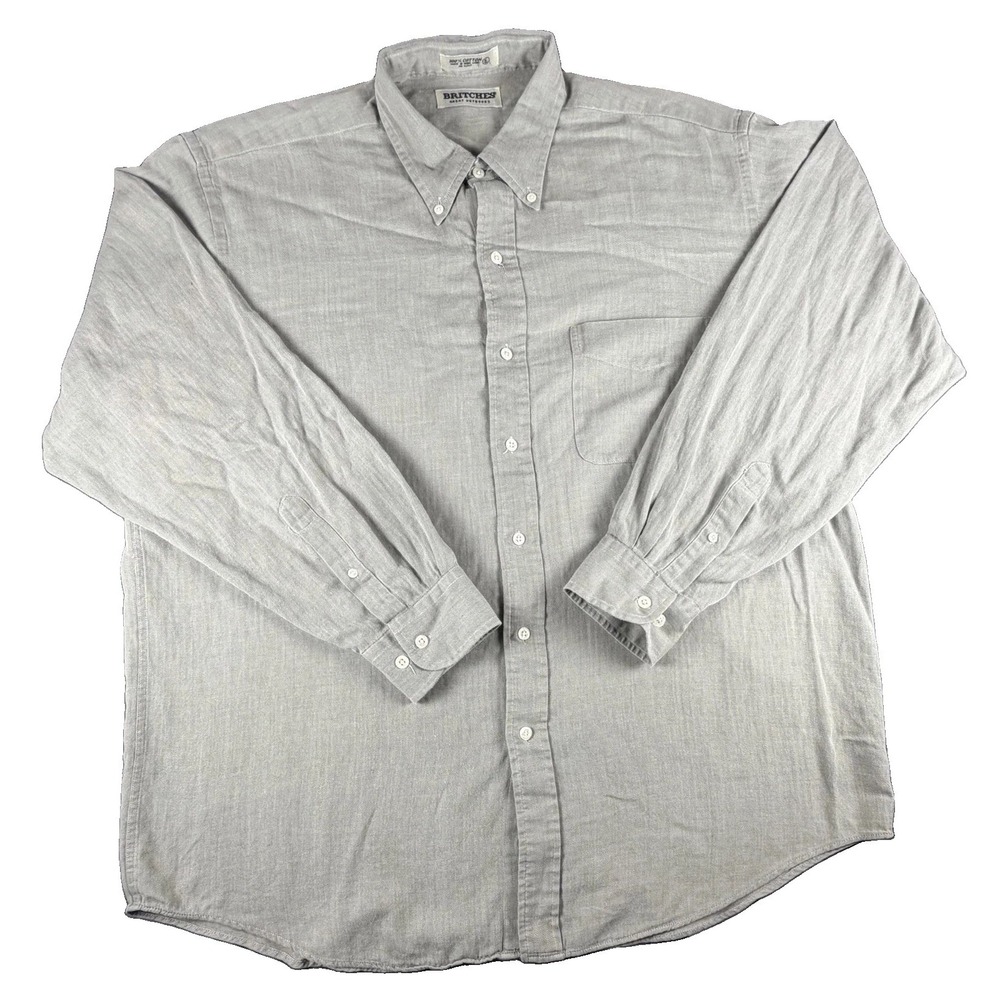 Vintage Britches Great Outdoors Shirt Mens 2XL Gray Long Sleeve Button Down